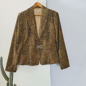 Velvet Animal Print  Blazer Plus Size 16